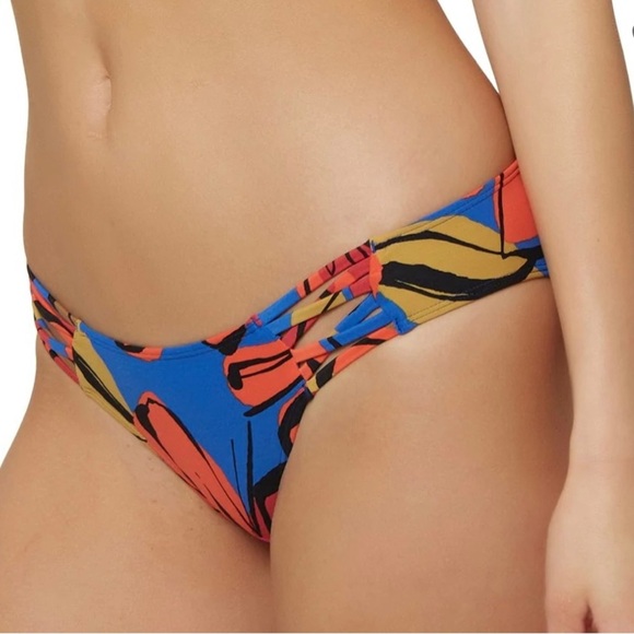 NWT O’Neil Swim Gala Strappy Full Coverage Bikini Bottom‎ Blue Size Large - Picture 4 of 12